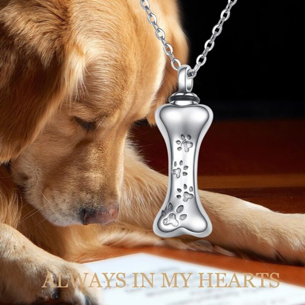 2021new Pet Loss Dog Bone Cremation Urn Pendant Cute Necklace Pet Cremation Ashed Urn Silvery Color.jpg0 .jpeg