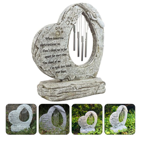 Pet Dog Cat Memorial Stone Grave Tombstone With Wind Chimes Embellishment Memorial Stone Tombstone With Wind.jpg2 .jpeg